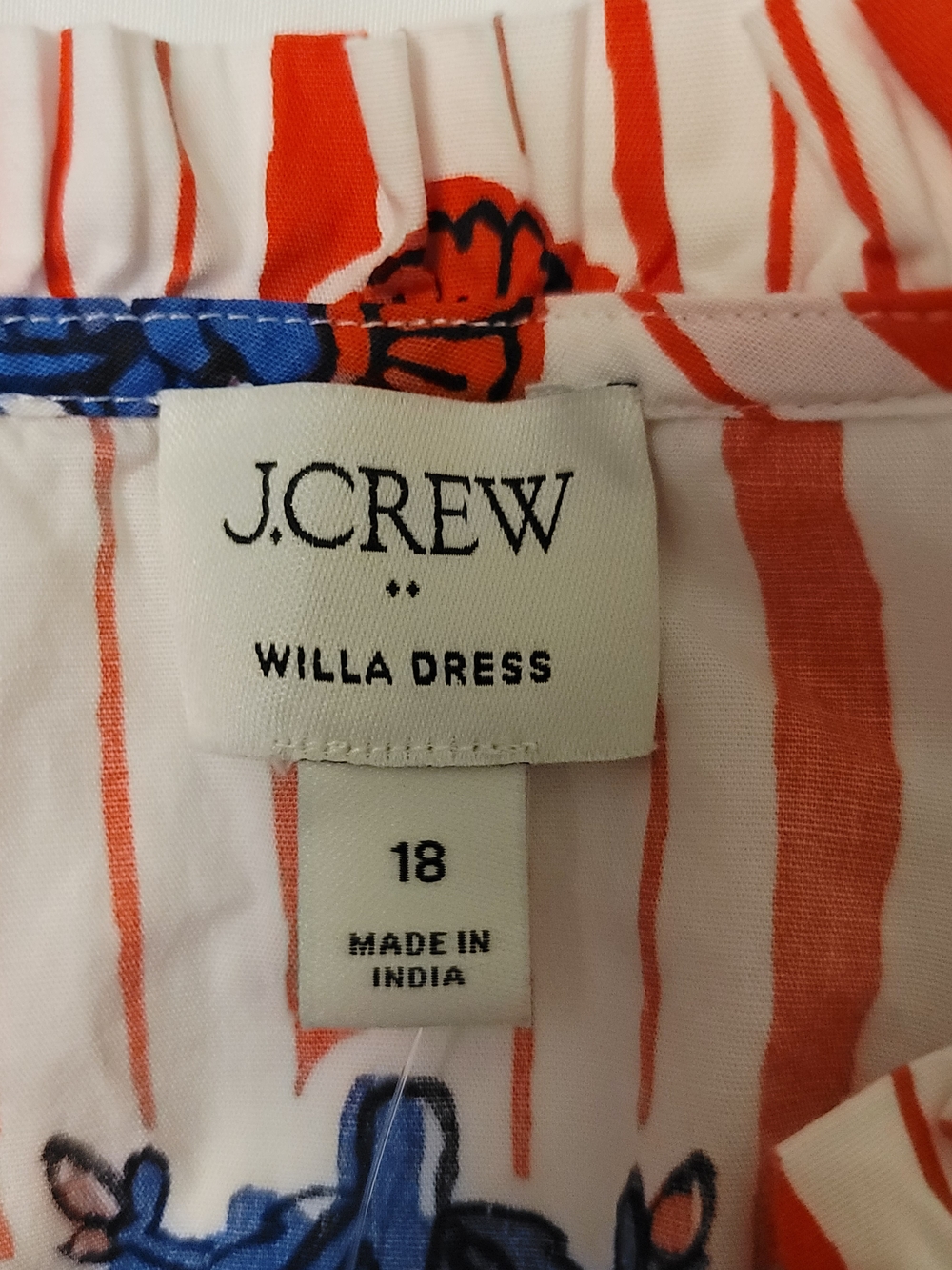 J. Crew White Dress with Red Stripes & Blue Floral Print Size 18 NWT - Picture 4 of 12
